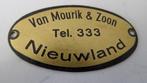 Van Mourik & Zoon Nieuwland spatbordplaatje, Verzenden, Zo goed als nieuw, Gebruiksvoorwerp