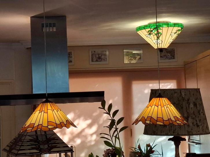 Art Deco Tiffany Hanglampen Set, Antiek en Kunst, Antiek | Lampen, Ophalen