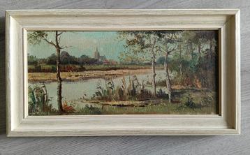 De Groot - Riviergezicht met zicht op een dorpje - 1930 beschikbaar voor biedingen