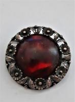 Prachtige grote broche met barnsteen van N.E. From Denmark, Sieraden, Tassen en Uiterlijk, Broches, Ophalen, Zo goed als nieuw