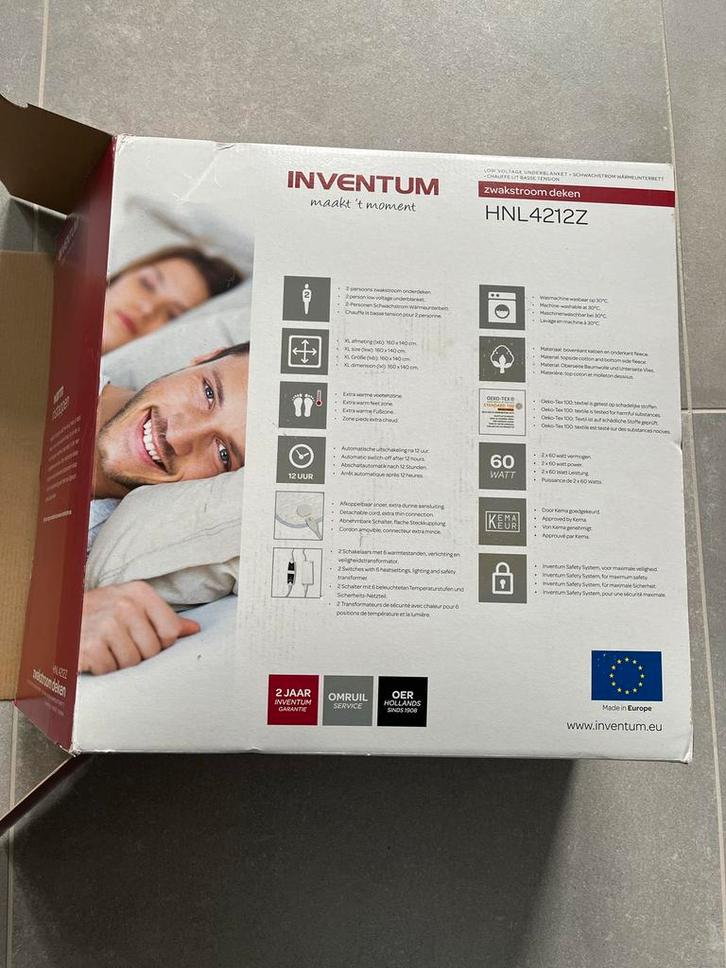 Elektrische Deken - Inventum HNL4212Z, Huis en Inrichting, Slaapkamer | Beddengoed, Nieuw, Deken of Dekbed, Tweepersoons, Wit