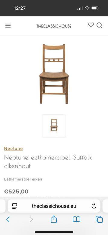9x eikenhouten massieve stoelen, Neptune beschikbaar voor biedingen