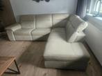 Leren bankstel, beige, Huis en Inrichting, Ophalen, Gebruikt, Hoekbank, 200 tot 250 cm