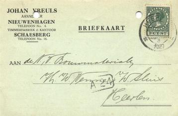Johan Vreuls, Aannemer, Nieuwenhagen - 12.1927 - briefkaart beschikbaar voor biedingen