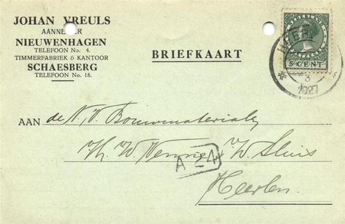 Johan Vreuls, Aannemer, Nieuwenhagen - 12.1927 - briefkaart, Postzegels en Munten, Brieven en Enveloppen | Nederland, Briefkaart