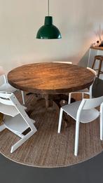 Gratis! Ronde eiken eetkamertafel 140cm, Huis en Inrichting, Ophalen, Gebruikt, 100 tot 150 cm, Vijf personen of meer