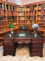 Engels bureau Chesterfield groen leer mahoniehout, Ophalen