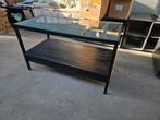 Grote (keuken) tafel zwart met glasplaat, Antiek en Kunst, Antiek | Meubels | Tafels, Ophalen