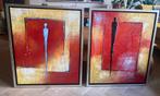 2 olieverf schilderen op linnen, 55x65 cm, Ophalen of Verzenden