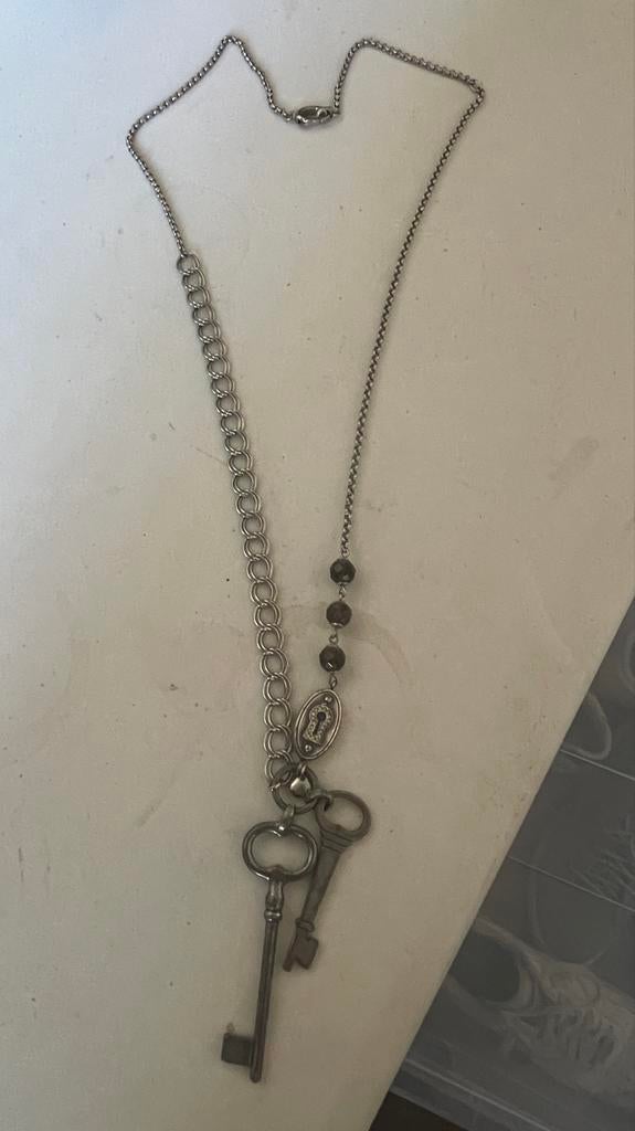 Zilveren Fossil sleutelketting, Met hanger, Ophalen of Verzenden, Zo goed als nieuw, Zilver