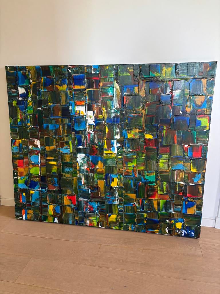 Modern Schilderij 'Mixed Emotions' - Kleurrijke Blikvanger, Ophalen of Verzenden