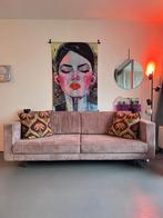 3-zits bank, zachtroze ribstof, wasbare kussens, Ophalen, Gebruikt, Driepersoons, 75 tot 100 cm