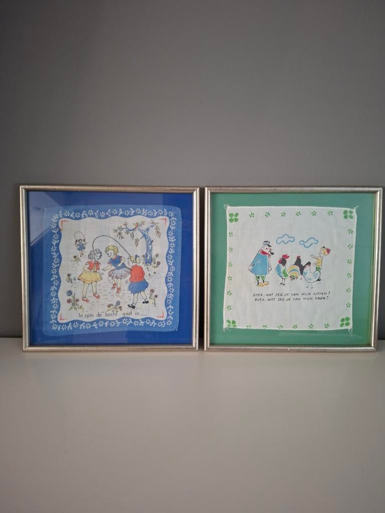 Oude Kinderzakdoekjes Ingelijst, Ophalen of Verzenden, Patroon