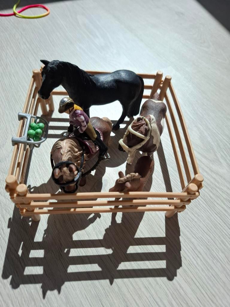 Schleich paarden set met omheining en ruiter, Ophalen of Verzenden