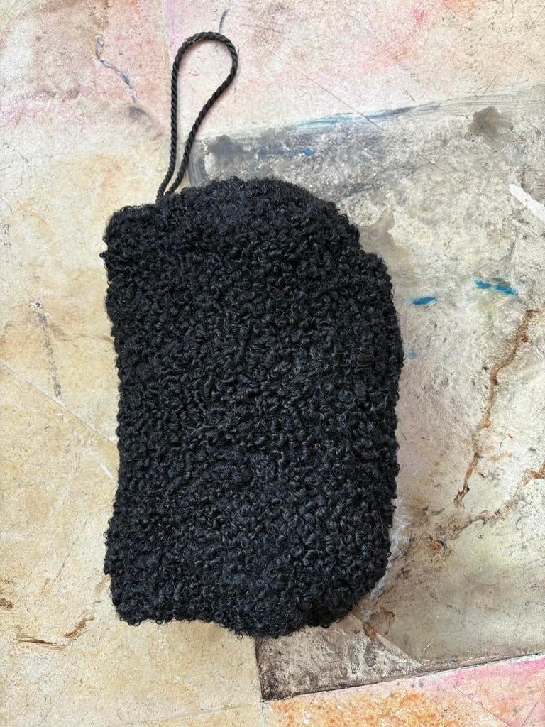 Antique mof (handwarmer) van zwart gekruld bont, Ophalen of Verzenden
