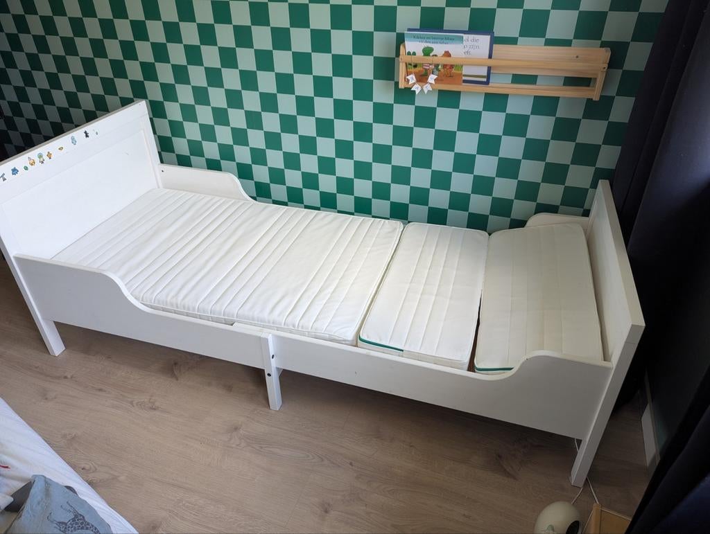 Verstelbaar kinderbed 200x80/130x80 cm met matras, Gebruikt, 70 tot 85 cm, 180 cm of meer, Ophalen