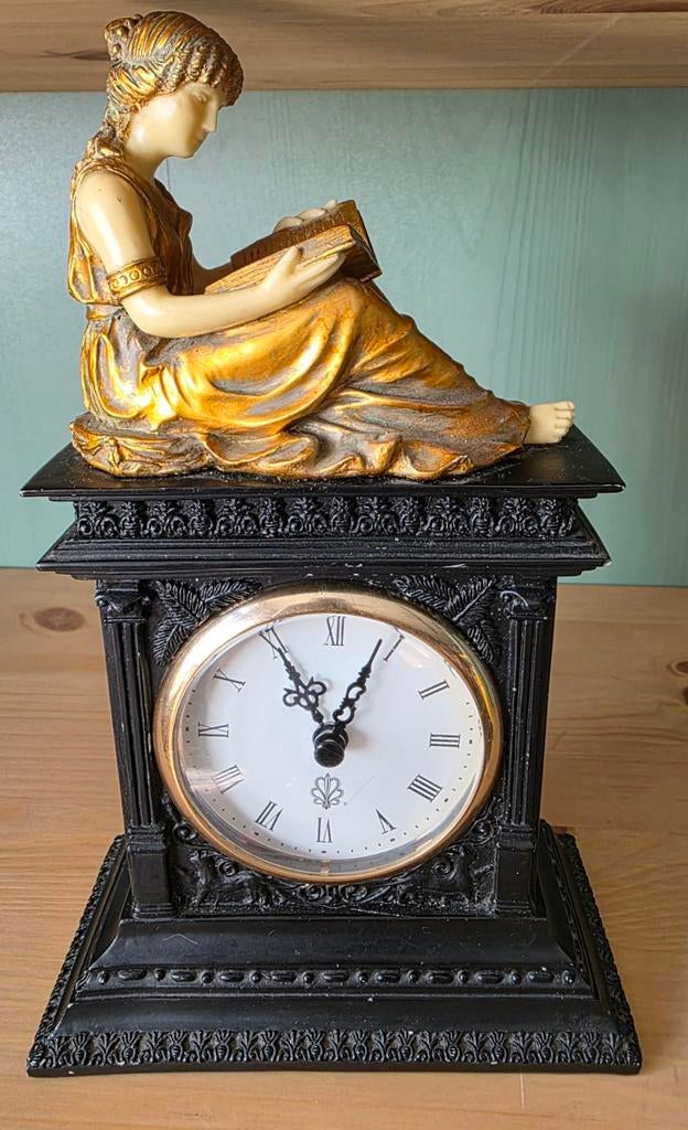 Antieke Taranis Klok met Lezende Vrouw Beeld, Ophalen of Verzenden