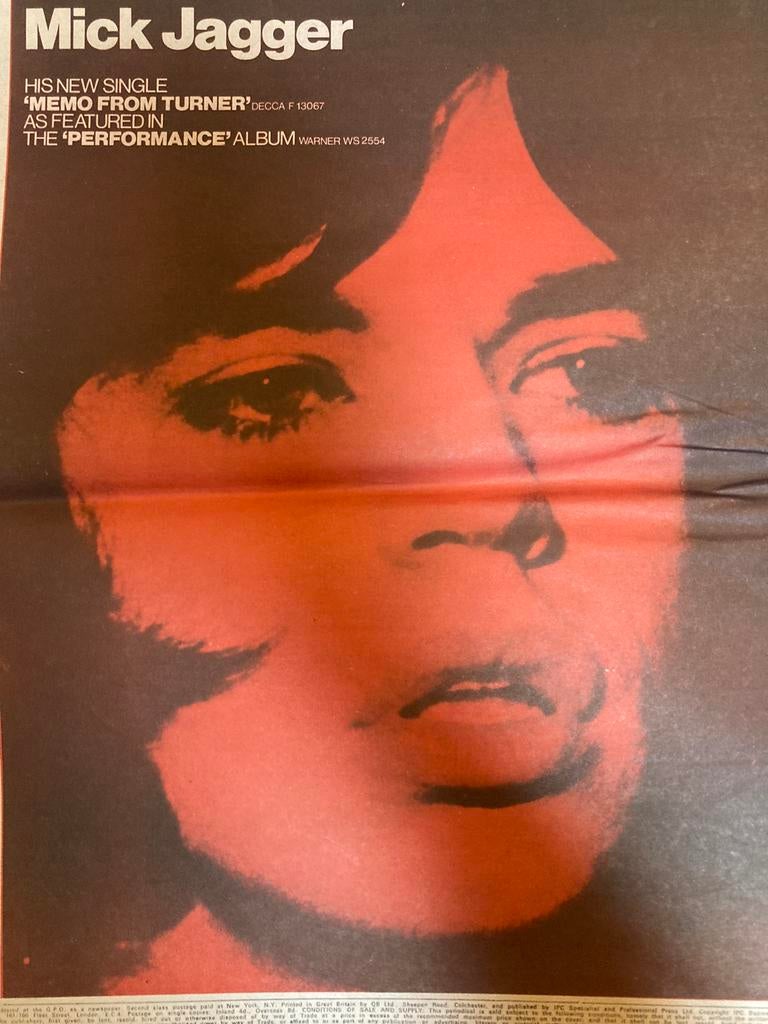 MICK JAGGER Meno From Turner A3 advertentie ROLLING STONES, Ophalen of Verzenden