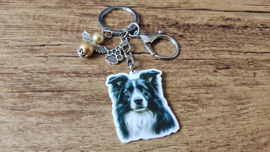 Tas/Sleutelhanger Border collie groot met beschermengeltje, Verzenden, Nieuw