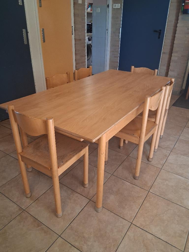 Tafel met of zonder stoelen, Huis en Inrichting, Tafels | Eettafels, Ophalen, Gebruikt, 200 cm of meer, 50 tot 100 cm