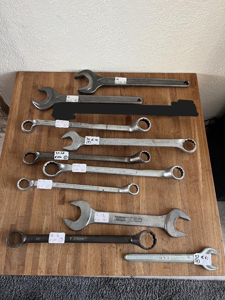 Grote ring en steek sleutels . Ringsleutel , steeksleutel ., Auto diversen, Autogereedschap, Ophalen of Verzenden, Gebruikt