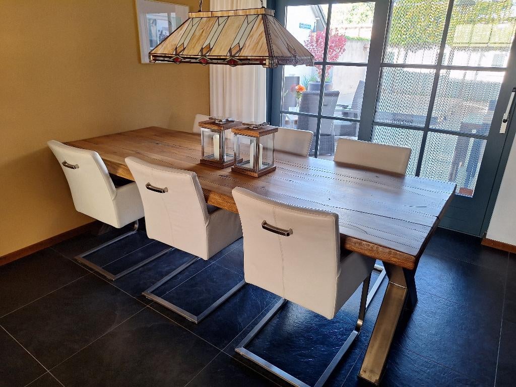 eettafel, Huis en Inrichting, Tafels | Eettafels, Ophalen, Eikenhout, 200 cm of meer, 50 tot 100 cm