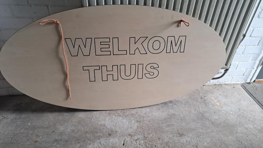 Groot "welkom thuis" bord!, Ophalen, Zo goed als nieuw, Reclamebord