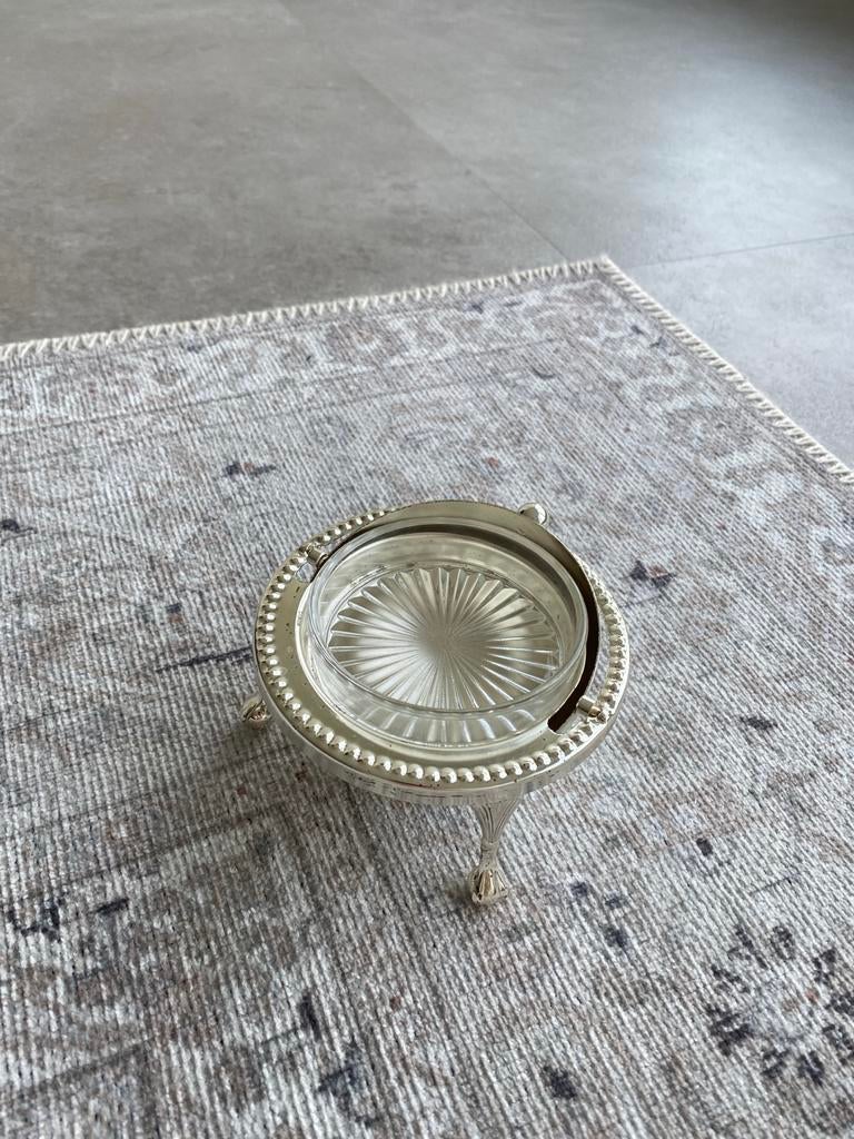 Vintage Globe Schaal - Decoratieve Schaal met Glazen Inzet, Antiek en Kunst, Ophalen of Verzenden