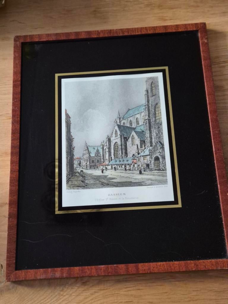 Antieke heliogravure Haarlem St. Bavo, Antiek en Kunst, Ophalen of Verzenden