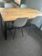 Mango houten eettafel met metalen poot, Huis en Inrichting, Tafels | Eettafels, Zo goed als nieuw, 150 tot 200 cm, Rechthoekig