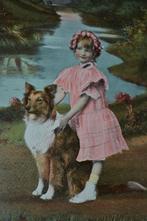 duitsland 1910 meisje met hond schotse collie, Ophalen of Verzenden, Voor 1920, Ongelopen, Sterren en Beroemdheden