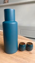 Mooie grote vt wonen vaas petrol blue, Ophalen of Verzenden, Zo goed als nieuw, Blauw, Minder dan 50 cm