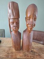Houten Afrikaanse Beelden - Man en Vrouw 35cm hoog, Ophalen of Verzenden