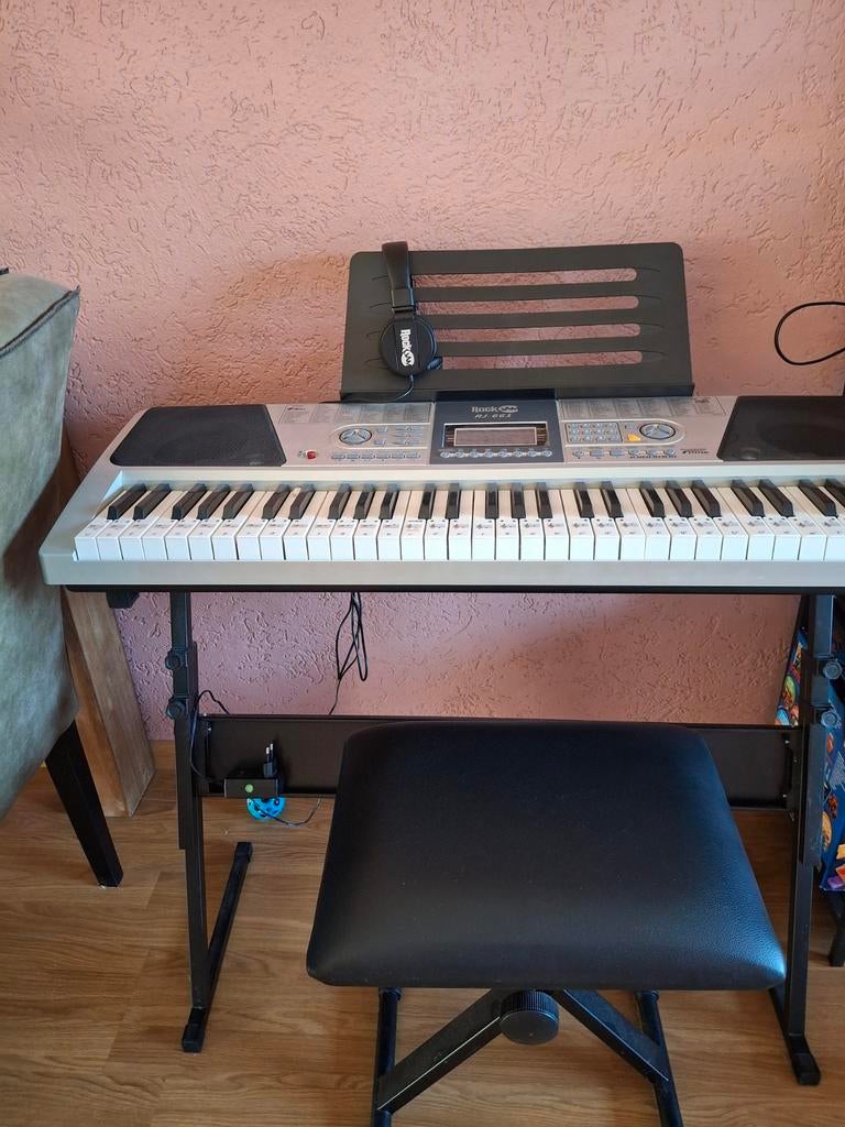 RockJam RJ661 Keyboard met standaard en kruk, 61 toetsen, Zo goed als nieuw, Met standaard, Ophalen