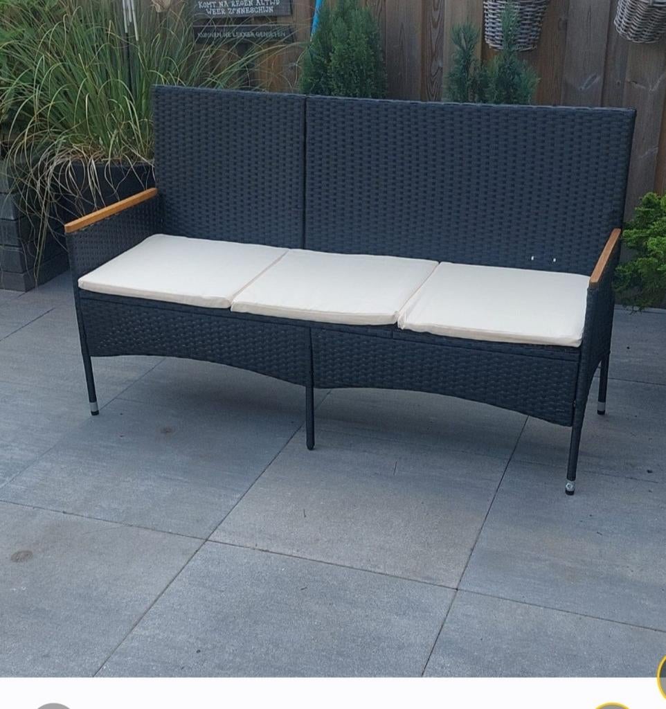 Comfortabele Wicker Tuinbank met Kussens 2 X ( Nieuw ), Ophalen, Nieuw, Wicker