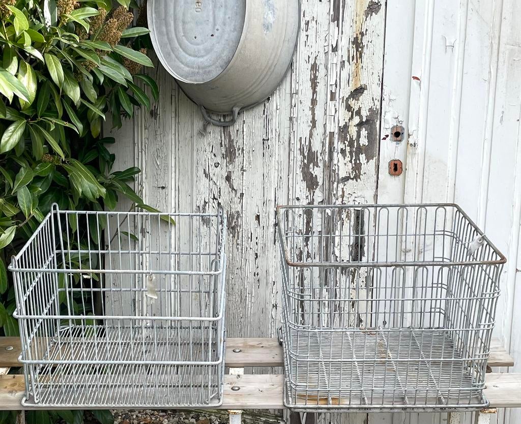 Brocante oude zinken manden / mand zink, Antiek en Kunst, Ophalen of Verzenden