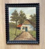 Schilderij op paneel boerderij gesigneerd, Ophalen of Verzenden