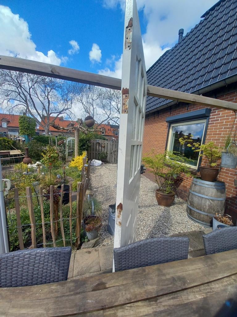 Buitendeur met panelen, Ophalen of Verzenden, Gebruikt, Buitendeur, 200 tot 215 cm