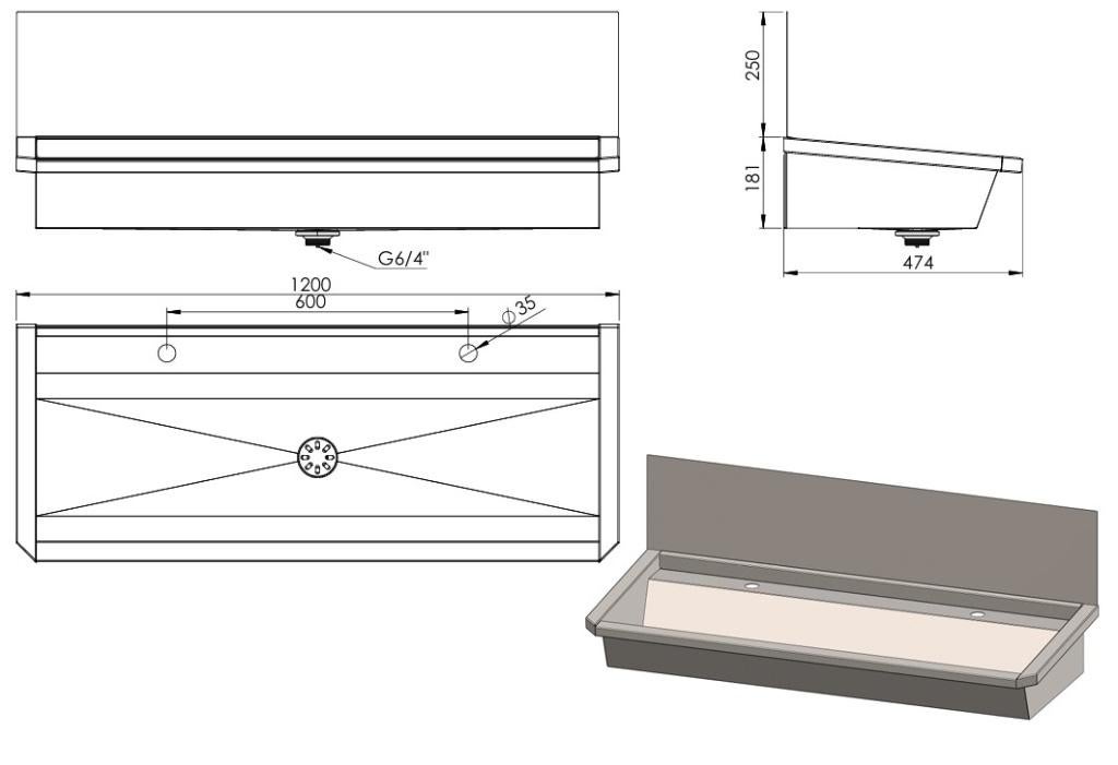 RVS wastrog 1200 mm., Doe-het-zelf en Verbouw, Ophalen of Verzenden, Nieuw