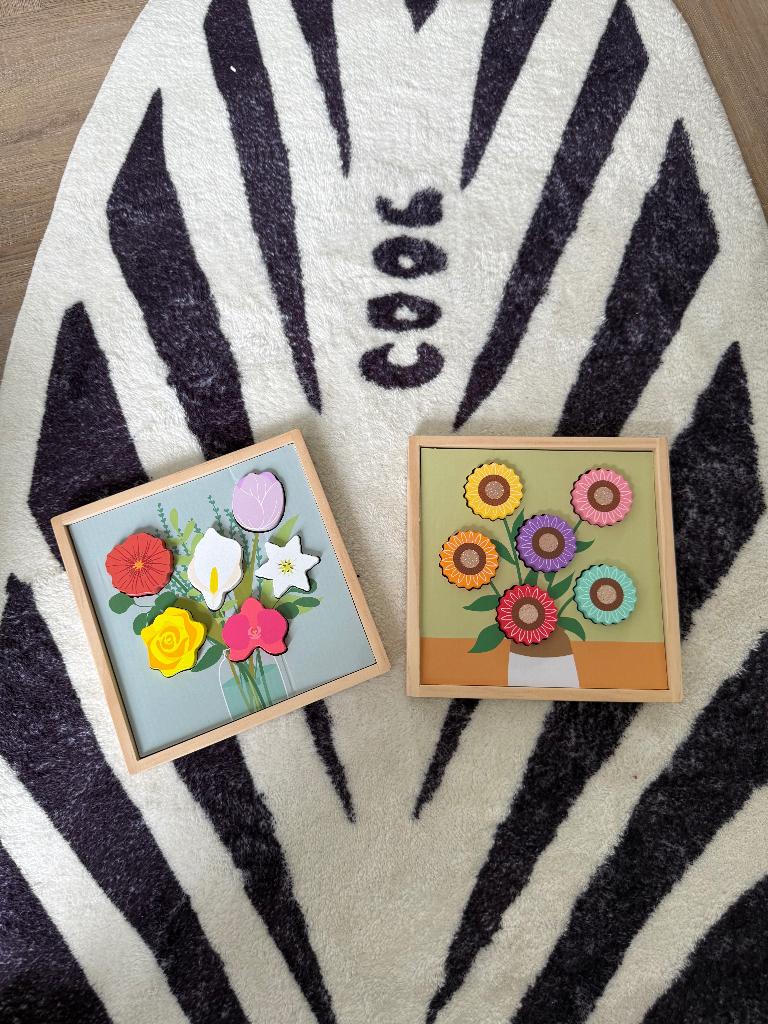 Nieuw 2x houten speelgoed puzzel bloem flower Kruidvat, Ophalen of Verzenden, Nieuw