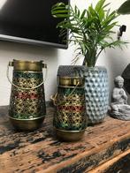 Indiase kandelaar metaal bloem windlicht cilinder India, Huis en Inrichting, Verburgt Vintage, Overige kleuren, Nieuw, Ophalen of Verzenden