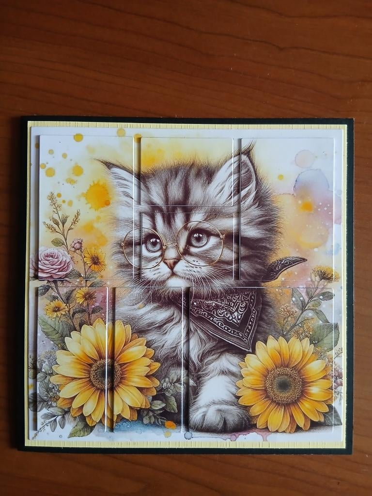 Kaart poes bloemen 682 = 1,75, Ophalen of Verzenden, Zo goed als nieuw