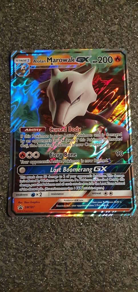 Alolan Marowak GX promo SM 187 Jumbo kaart past in fotolijst, Ophalen of Verzenden