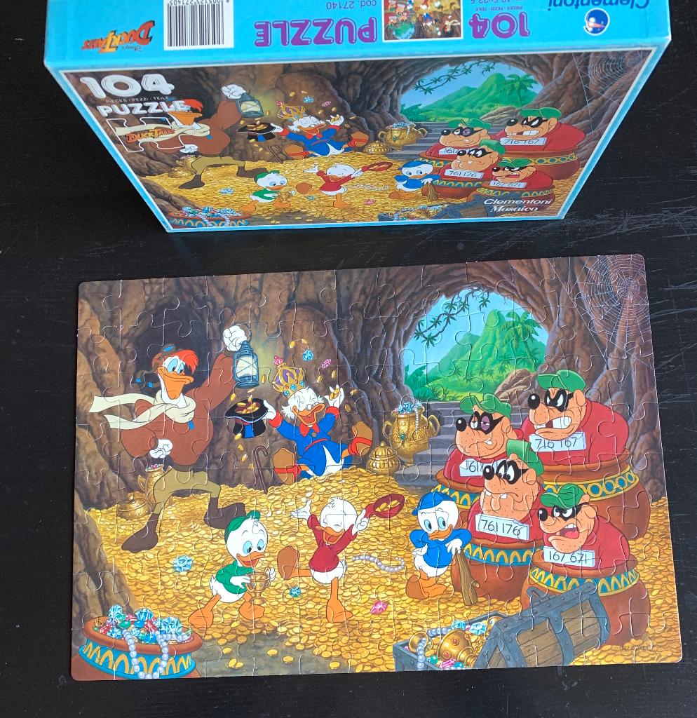Retro puzzel Donald Duck 1987 (104 stukjes), Ophalen of Verzenden, Donald Duck, Gebruikt, Overige typen