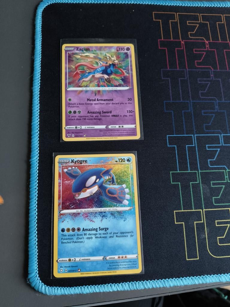 Kyogre, zacian kleurrijk te koop! Zie beschrijving, Hobby en Vrije tijd, Verzamelkaartspellen | Pokémon, Ophalen, Zo goed als nieuw
