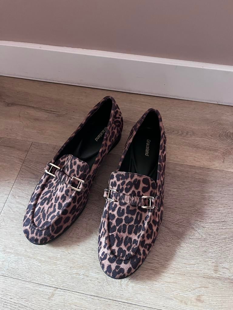 Graceland loafers met panterprint, Kleding | Dames, Schoenen, Ophalen of Verzenden, Gedragen, Bruin, Instappers