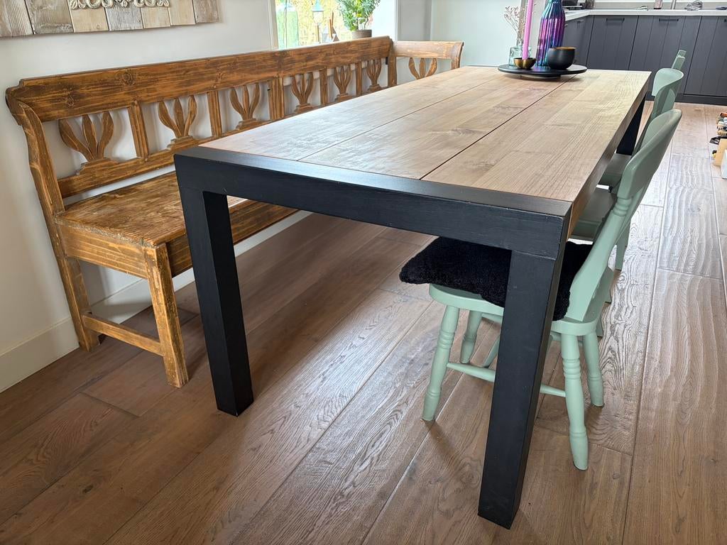 Mooie complete eethoek met oude kerkbank., Huis en Inrichting, Ophalen, Gebruikt