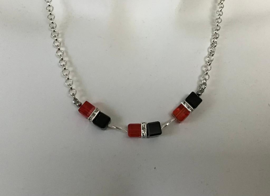 Exclusieve design collier handgemaakt met Swarovski, Sieraden, Tassen en Uiterlijk, Kettingen, Overige materialen, Overige kleuren