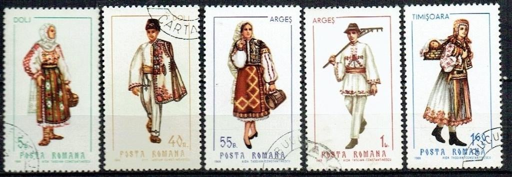 Roemenie 1969 Klederdrachten, Postzegels en Munten, Postzegels | Thematische zegels, Verzenden, Gestempeld, Overige thema's