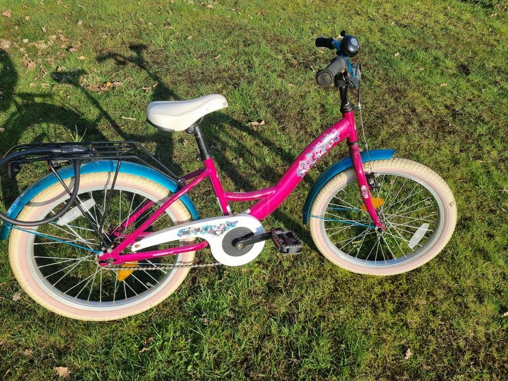 Meisjesfiets 22 inch roze blauw metallic, Ophalen, 22 inch, Onbekend, Handrem